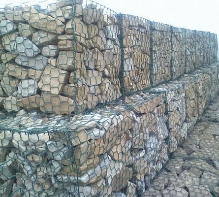 Galwanizowane 80*100mm 2mm Gabion Wire Mesh Solid Woven Basket